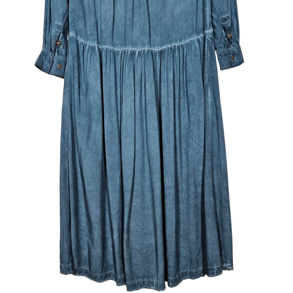 Pilcro Anthropologie Kimberly Maxi Dress XSP Petite Blue Chambray Button Up - Picture 10 of 12